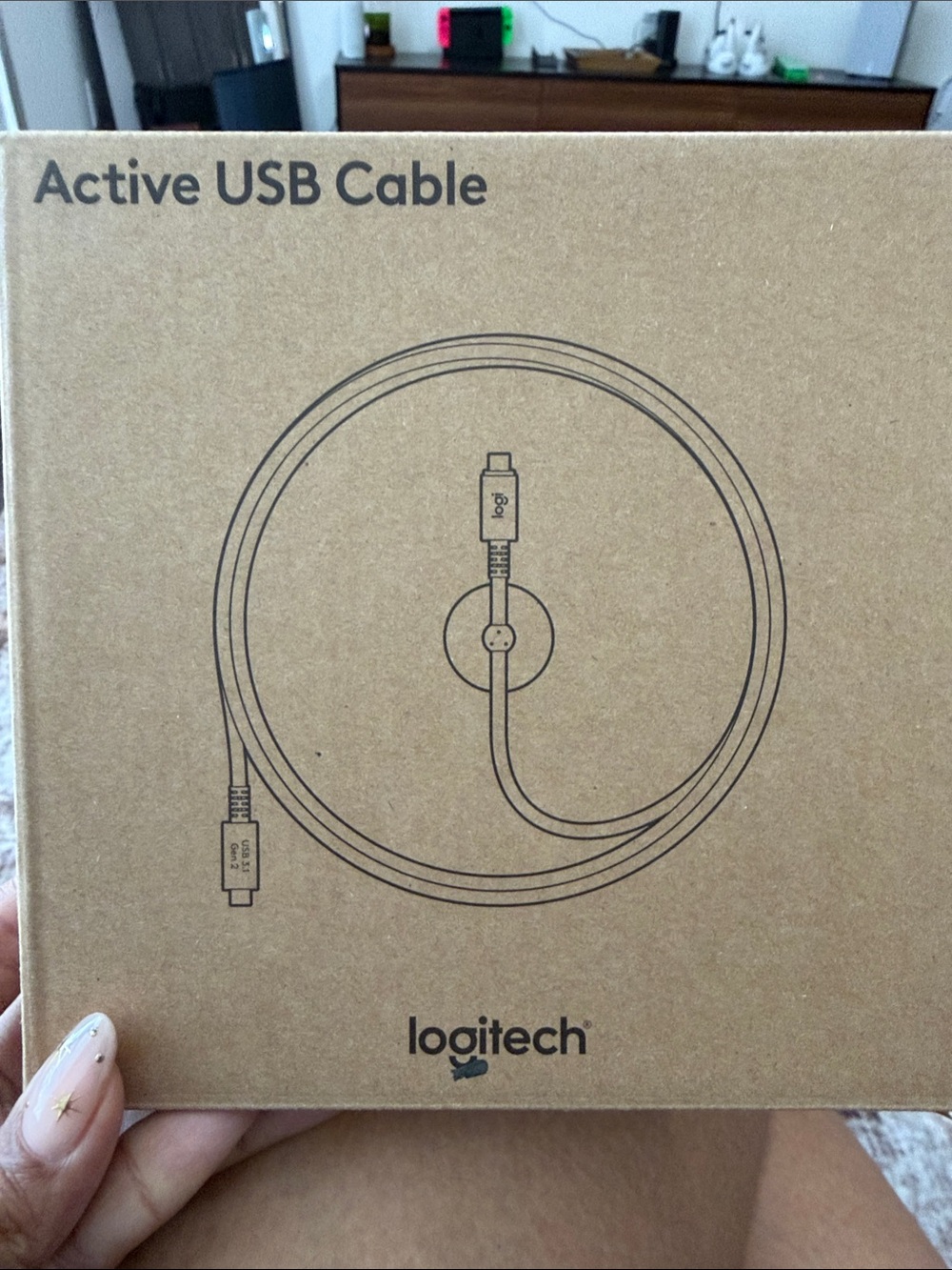 Logitech Active USB Cable in Brown Kraft Packaging